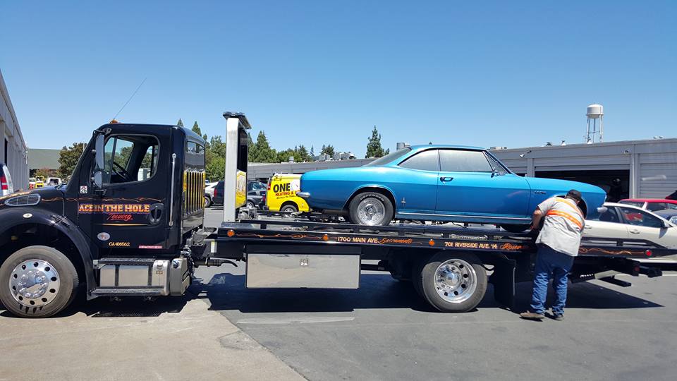 Towing cool, old blue Chevy coupes is a piece of cake for Rocklin Ace Towing. Our drivers have the right tow truck equipment, and the right attitude for the job. 